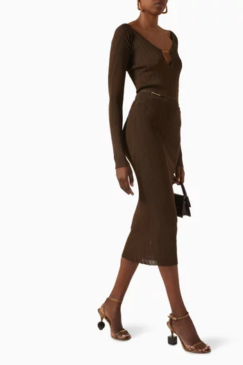 La Jupe Pralu Midi Skirt in Viscose Blend