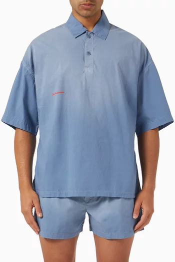 Logo Embroidered Polo Shirt in Cotton-poplin