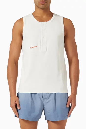 Henley Woven Vest in Jersey