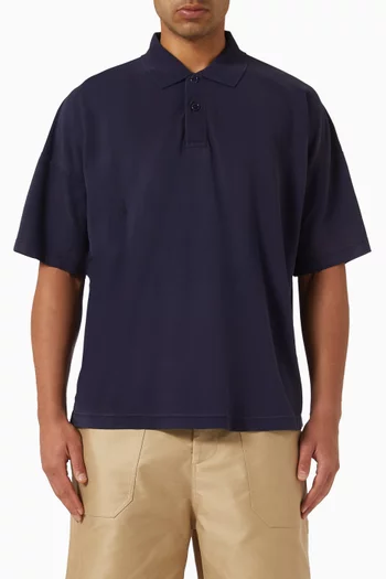 Anchor Print Polo Shirt in Cotton-piqué