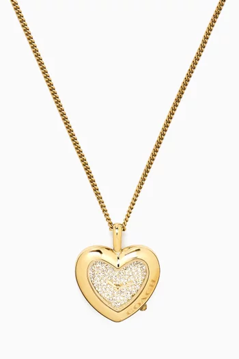 GP Heart Watch Pendant Necklace in Stainless Steel