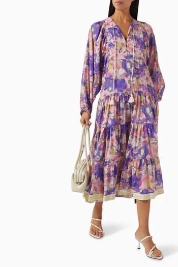 Marina Boho Maxi Dress in Cotton Voile