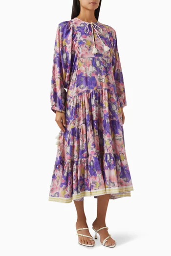 Marina Boho Maxi Dress in Cotton Voile