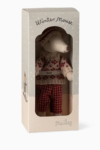 Winter Mouse with Ski Set, Mum