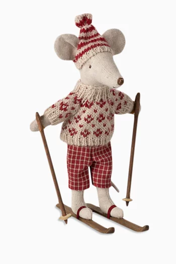Winter Mouse with Ski Set, Mum