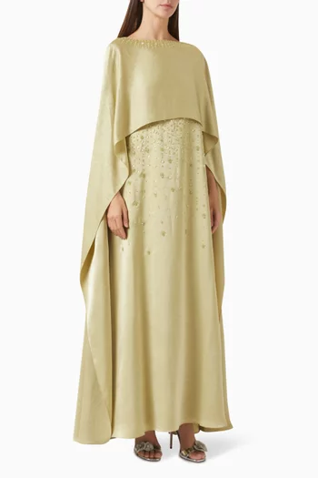 Venia Embellished Kaftan in Satin