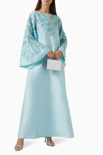 Sanaya Embroidered Kaftan in Silk Tafetta