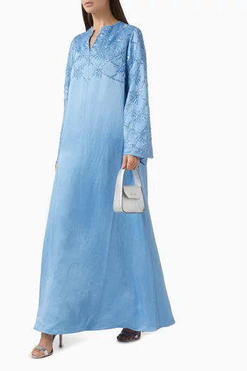 Ramona Embellished Kaftan in Satin Linen