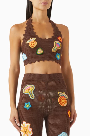 حمالة صدر كروشيه برقعات مزيج قطن