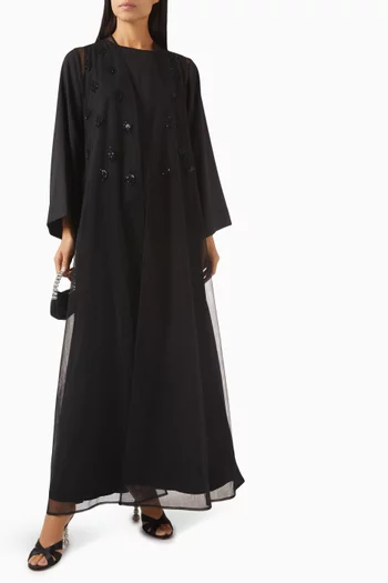 Embellished 3-piece Abaya Set in Crepe