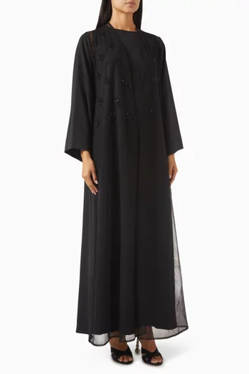 Embellished 3-piece Abaya Set in Crepe