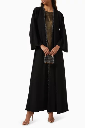 Embellished Trim 3-piece Abaya Set in Crepe