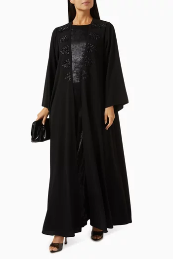 Tonal-embellished Abaya Set