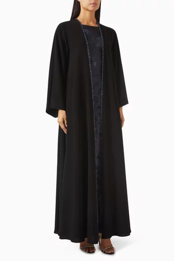 Embellished Trim 3-piece Abaya Set in Crepe