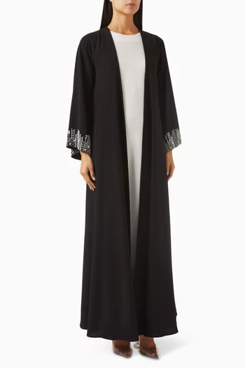 Embellished Cuff 3-piece Abaya Set in Crepe