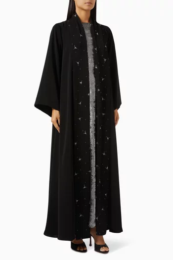 Bead Embellished 3-piece Abaya Set in Nada