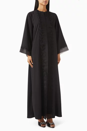 Bead Embroidered 3-piece Abaya Set in Organza