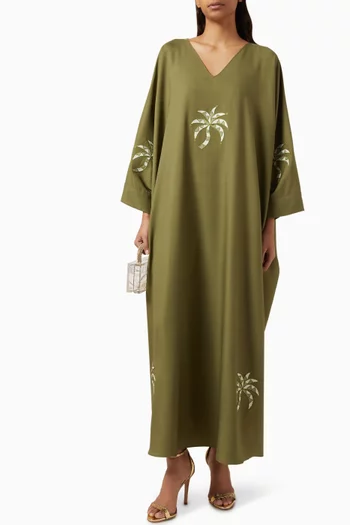 Palm Embroidered Kaftan