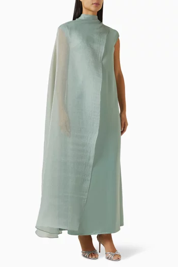 Asymmetrical Scarf Maxi Dress in Organza