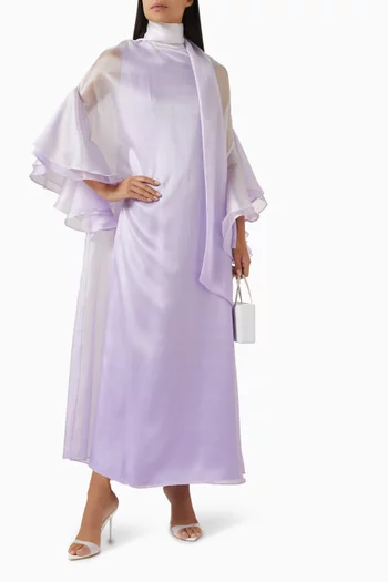 Scarf-neck Oversized Sleeves Maxi Dress