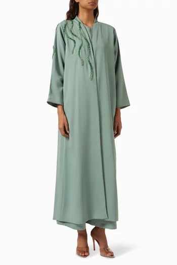 طقم عباية مطرز بالخرز، 4 قطع