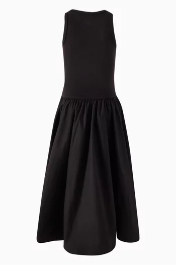 Logo Embroidered Midi Dress in Cotton