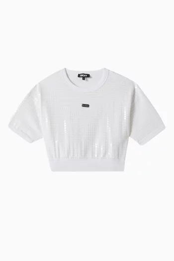 Sequin-embellished Cropped Sweatshirt