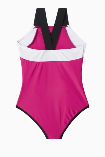 Colour-block One-pice Swimsuit in Stretch-nylon