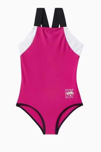 Colour-block One-pice Swimsuit in Stretch-nylon