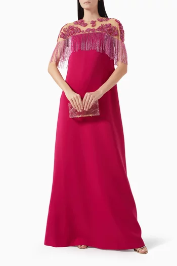 Dress & Bead-embellished Cape Set