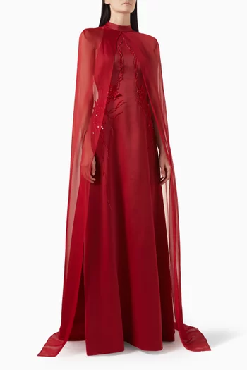 Embellished Cape Dress