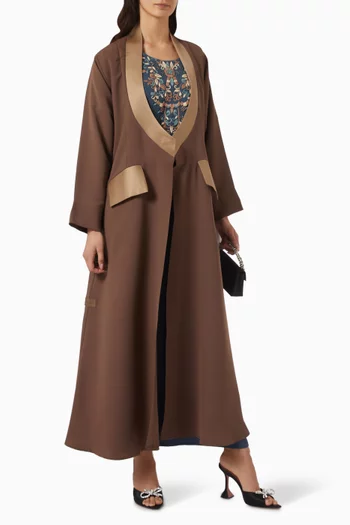Panel-cut Embroidered Abaya Set in Crepe