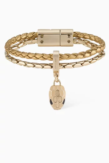 Serpenti Forever Bracelet in Leather & Gold-plated Brass
