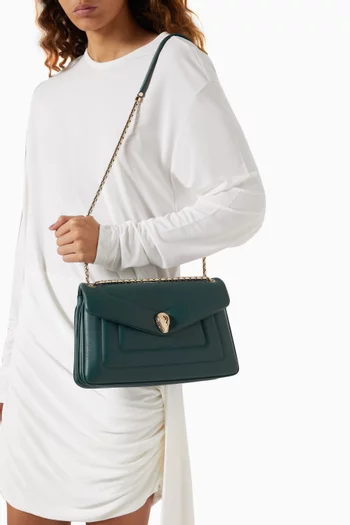 Medium Serpenti Reverse Shoulder Bag in Metropolitan Calf Leather