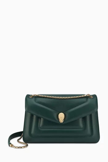 Medium Serpenti Reverse Shoulder Bag in Metropolitan Calf Leather