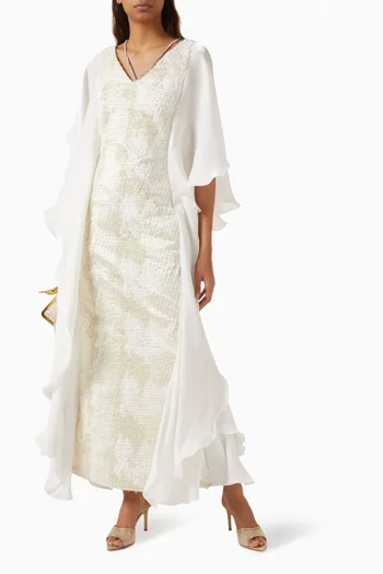 Draped Maxi Dress in Jacquard & Satin