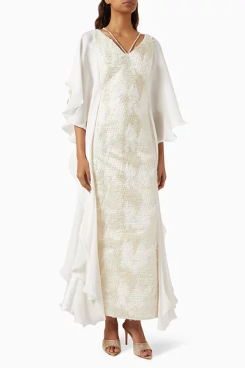 Draped Maxi Dress in Jacquard & Satin