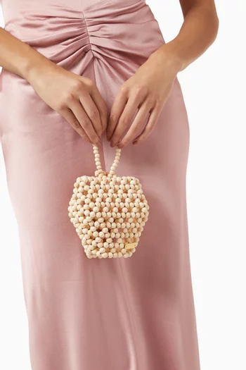 Strawberry Mini Bag in Wooden Beads