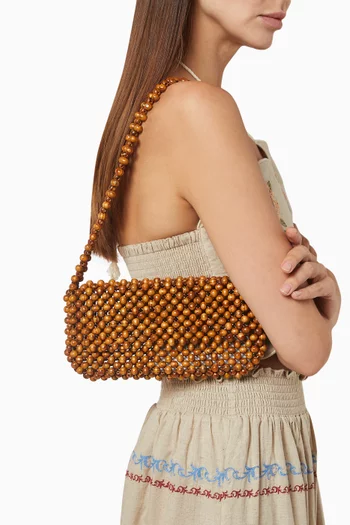 Clover Shoulder Bag in Wooden Beads