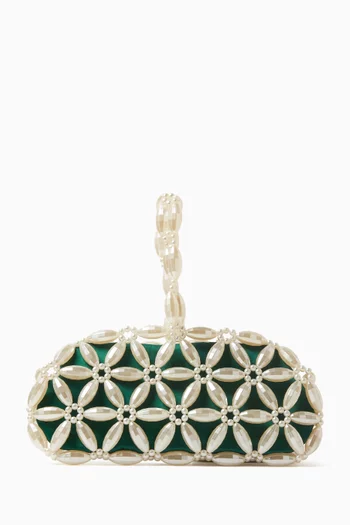 Tebea Clutch in Beads & Silk Satin