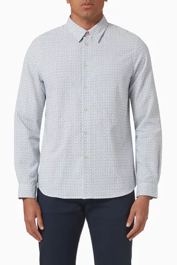 Tailored-fit Geometric Shirt in Dobby Cotton