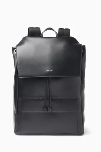 CK Sleek Flap Backpack in Faux Leather