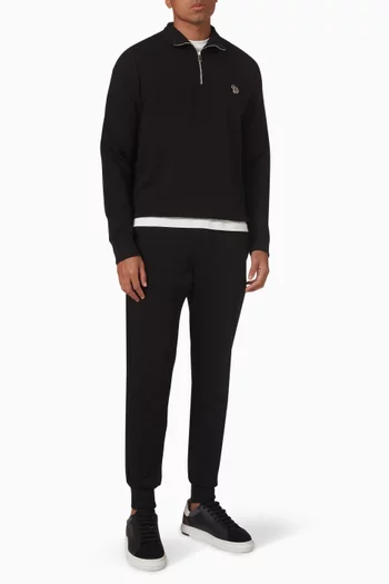 سويت شيرت بسحّاب قصير وشعار زيبرا قطن عضوي