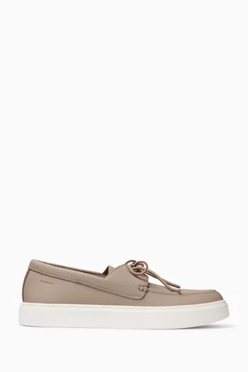 Hybrid Lace-up Boat Loafers in Leather
