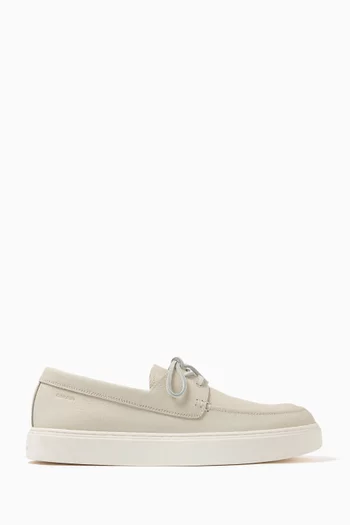Hybrid Lace-up Boat Loafers in Leather