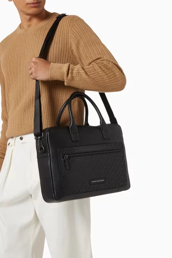 TH Monogram Laptop Bag in Faux Leather