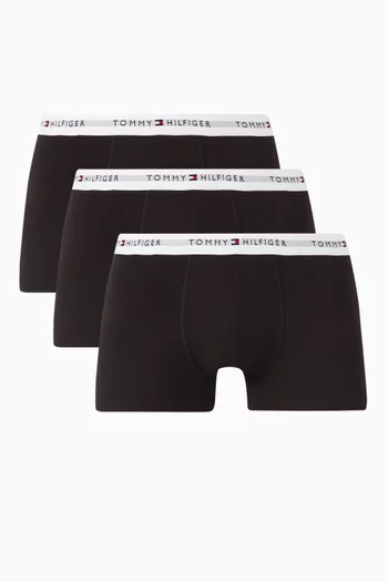 Logo Boxer Briefs in Stretch Cotton, Set of 3