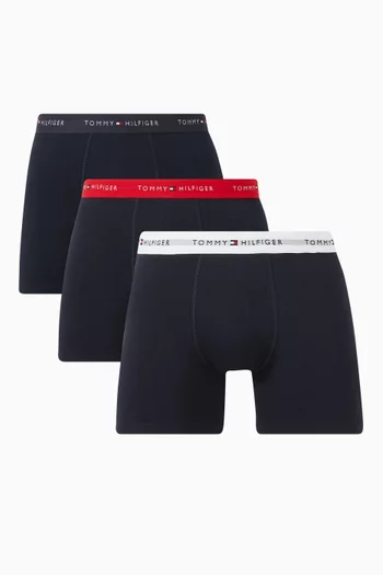 Signature Logo Boxer Briefs in Stretch Cotton, Set of 3