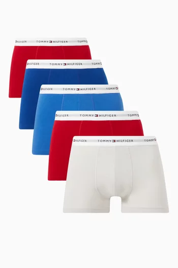 Signature Logo Boxer Briefs in Stretch Cotton, Set of 5