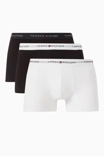 Logo Boxer Briefs in Stretch Cotton, Set of 3